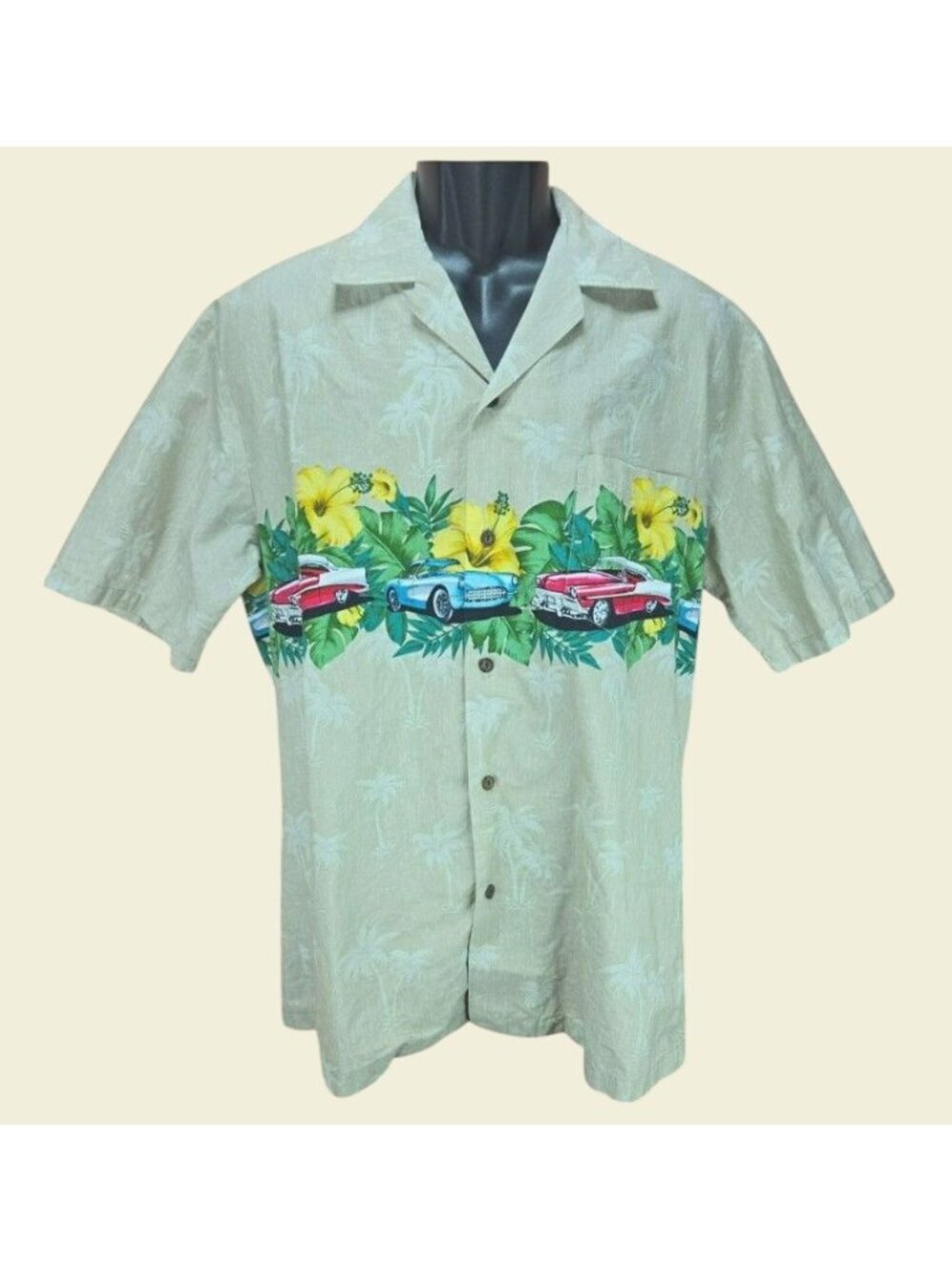 Pacific Legend Mens Classic Cars Hawaiian Shirt Large
